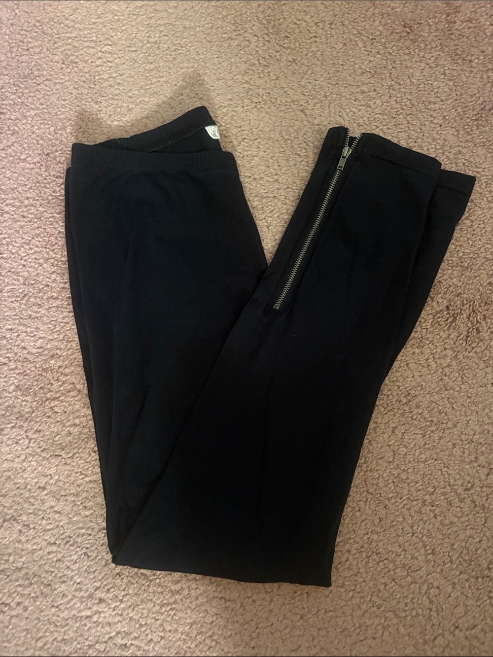 Black Zipper Detail Leggings